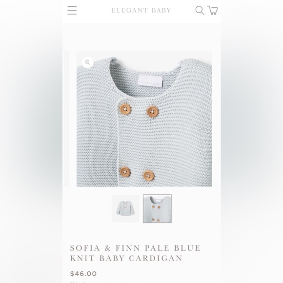 SOFIA & FINN PALE BLUE KNIT BABY CARDIGAN - Picture 6 of 7